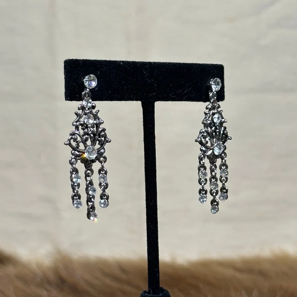 Elegant Silver Chandelier Earrings - Picture 3 of 3